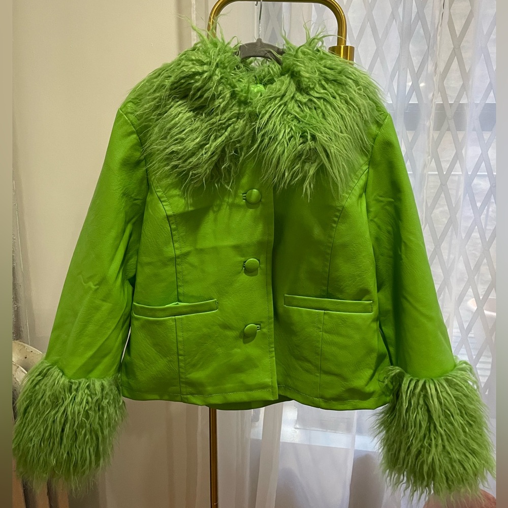 Mongolian Faux Fur Vegan leather jacket